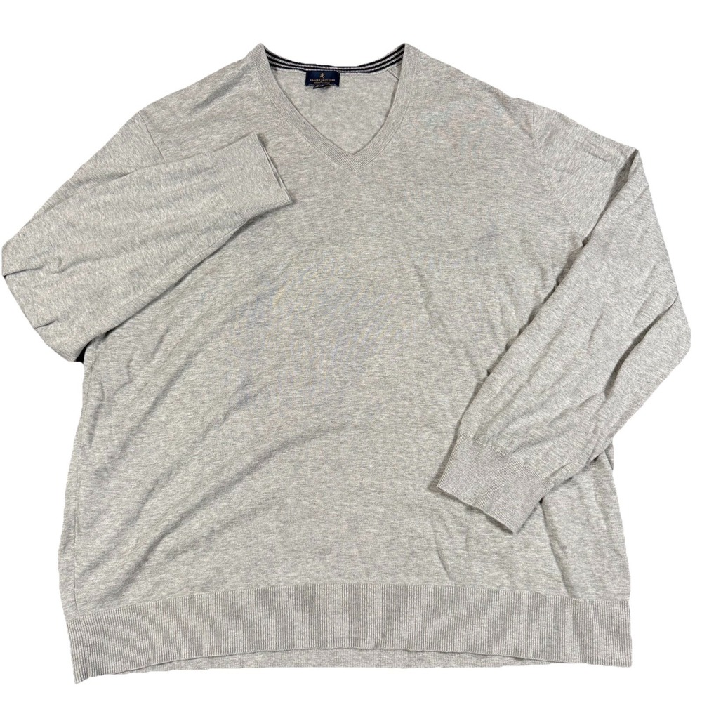 Brooks Brothers Supima Cotton V-Neck Sweater Gray Mens 2XLT Extra Tall